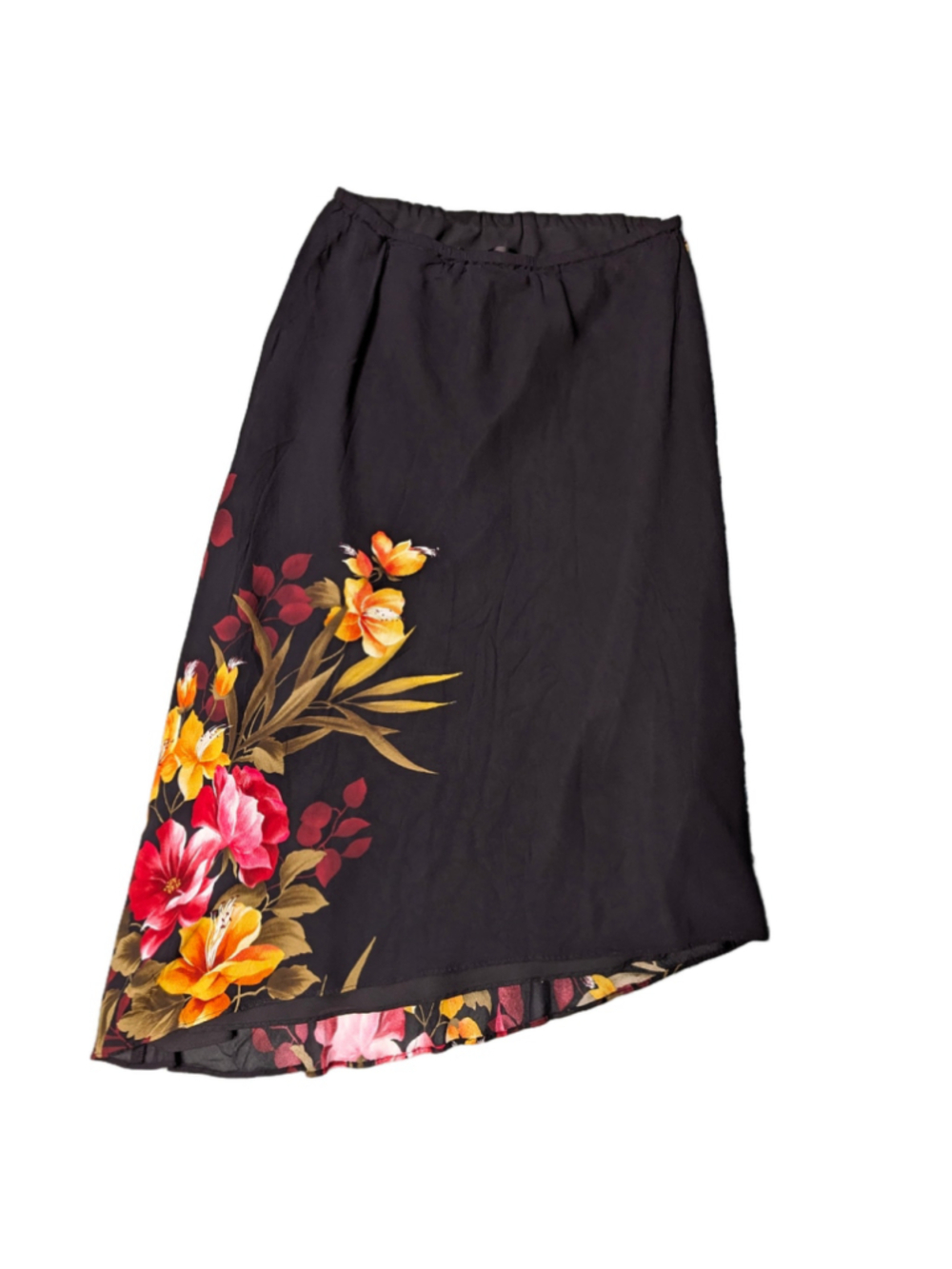 Vintage Donna Ricco New York Asymmetric Floral High-Low Midi Skirt - Size 10